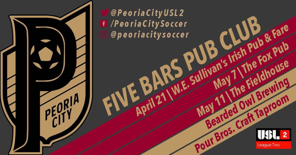 The Fieldhouse Joins Five Bars Pub Club Peoria City Soccer. USL2 Team