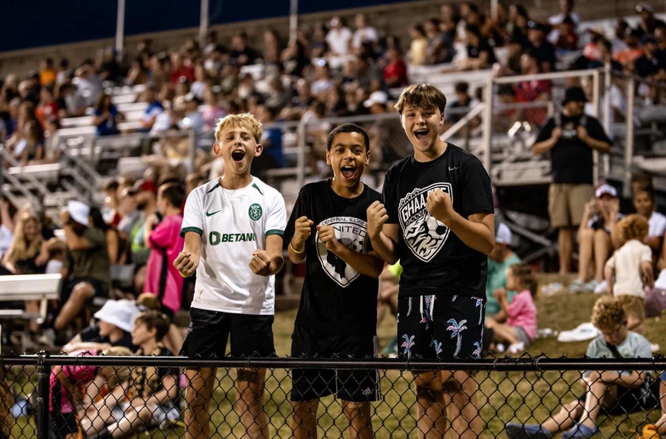 Excited children fans of Peoria City Soccer